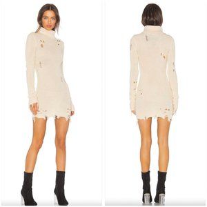 NEW  Revolve Lovers + Friends Keeney Distressed Ivory Cream Sweater Dress Small
